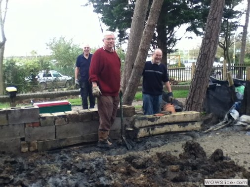 Clearing the first carral of lake dredgings