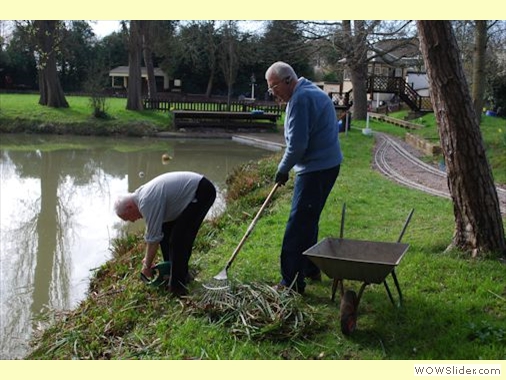 Clearing the pond bank